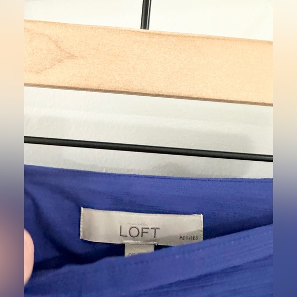Loft Tuxedo Pleated Chiffon A Line Skirt Cobalt Blue Size 0 Petite - Picture 5 of 6